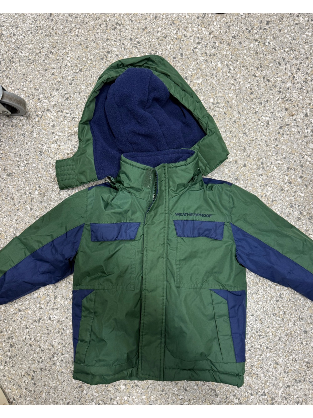 Vintage Weatherproof 2T toddler snow jacket blue and green